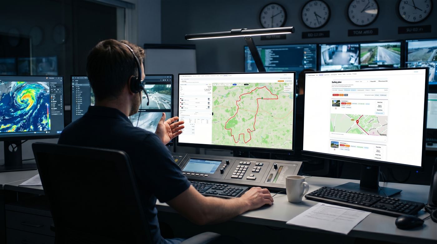Live event tracking on multiple control room screens